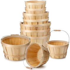 Thyle 9 Pieces Круглые Деревянные Корзины Деревянные Фрукты Ведра с Ручкой Портативный Туфты Изделия Ручной Работы Ведра Насыпные Для Фермера О