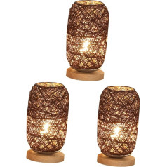 OSALADI 3-Piece Reading Table Creative Desk Romantic Cylinder Modern Room LED for Base Lamp Rustic Night Woven Decorative Farmhouse Ball