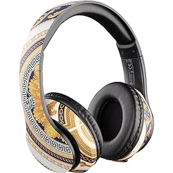 Music Sound | Bluetooth Headphones Around | On-Ear Bluetooth Stereo Headset with Extendable Headband - Control Keyboard on Headset - 20 Hours Autonomy - 2 Hours Charging - Fantasy Baroque Gold