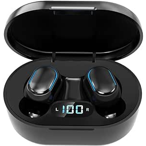 JOKBEN Wireless Headphones, Real Wireless Earbuds with LED Display, Charging Case, HD HiFi Stereo, One-Click Smart Control, Built-in Microphone, IPX7 Waterproof, Wireless Bluetooth Headphones for