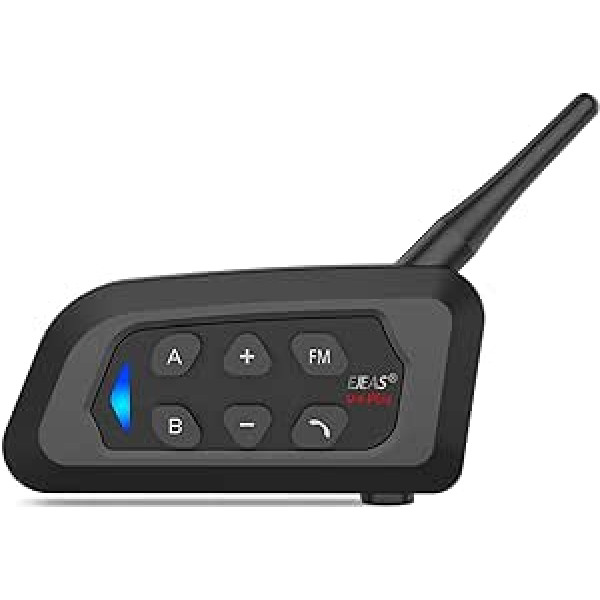 EJEAS V4 Plus Motorcycle Intercom, Motorcycle Helmet Bluetooth 5.1 Headset with FM and CVC Noise Reduction for 4 People Full Duplex Intercom (Pack of 1)