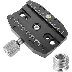 Aupoko Arca Swiss Quick Release Plate Clamp 90 mm, Universal Arca Swiss Clamp, Arca Swiss Adapter QR-90 for Tripod Head, Quick Release Plate Clamp with 1/4 Inch to 3/8 Inch Adapter for Ball Head