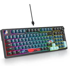 SOLIDEE Wired 95% Mechanical Gaming Keyboard Hot Swappable, Gasket Structure RGB Backlight, 98 Keys Mechanical Keyboard with Control Button, PBT Keycaps NKRO Keyboard (98 Monstor)
