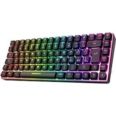 Spirit of Gamer Wireless Bluetooth Gaming Keyboard, TKL RGB QWERTY 65%, Semi-Mechanical Keys with Backlight, 25 Anti-Ghosting, Compatible with PC Smartphone & Tablet