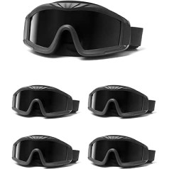 QWORK Airsoft-Brille, Outdoor Sport Militär Airsoft Taktikbrille mit 3 Wechselobjektiven, UV-Schutz-Schießbrille für Paintball-Reiten Schießen Jagd Radfahren, Schwarz