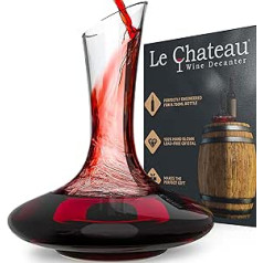 Le Chateau Weindekanter - mundgeblasene bleifreie Kristall-Weinkaraffe - Wein Decanter zum Belüften von Rotwein - Wein Zubehör für eine Flasche Wein (750 мл)