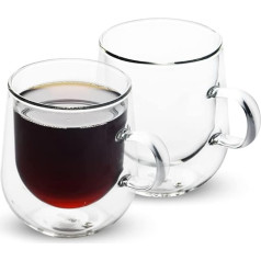 ANSIO® Термочашки с двойными стенками 275 мл Кружка для капучино с двойными стенками и ручкой Легкое и прочное боросиликатное стекло в упаковк