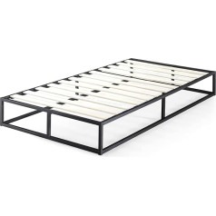 ‎Zinus ZINUS Joseph 25 cm Metal Frame Bed | Slatted Frame | Wooden Slatted Support | Under Bed Storage Space | 100 x 200 cm | Black