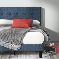 ‎Zinus ZINUS Omkaram 36cm Upholstered Frame Bed Frame | Slated Base | Wooden Slat Support | Easy Assembly | 180 x 200 cm | Navy Blue