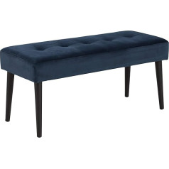 ‎Ac Design Furniture AC Design Furniture Gloria Bench, Д: 95 x Ш: 38 x В: 45 см, темно-синий/черный, бархат/металл, 1 шт.