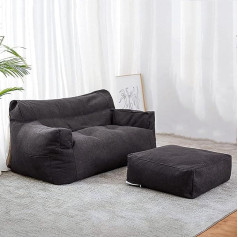 OMKUOSYA Двойной Bean Bag Ленивый диван с подставкой для ног (только чехол, без наполнителя), прочный комфортный шезлонг, высокая спинка Bean Bag диван 