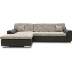 Domo. Collection Угловой диван Domo Collection Treviso, диван с функцией сна в форме буквы L, мягкий уголок, серый/черный, 267 x 178 x 83 см