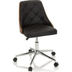 Hjh Office Cenca 729420 Кресло вращающееся для домашнего офиса дерево/искусственная кожа черное в стиле ретро с деревянным корпусом