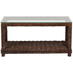 Dbhfgjmn Прихожая Консольный столик Диван Гостиная Кофейный столик Натуральный коричневый серый ротанг со стеклянным верхом Прибл. L 100 см
