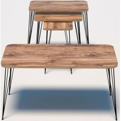 Moogco Набор кофейных столиков с 4 столами, прямоугольный набор с 3 современными матрешками и кофейными столиками, набор из 4 акцентных столико