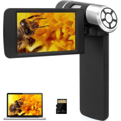 Цифровой ручной микроскоп с экраном LINKMICRO Портативный микроскоп для взрослых и детей, 200X, 215 г, 2000 мАч, 8 светодиодов, 1080p, совместимость с Windows