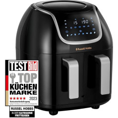 Russell Hobbs Heißluftfritteuse Doppelkammer [2 Fächer je 4,25l, gesamt 8,5l] AirFryer SatisFry Snappi (8 Programme, spülmaschinenfest, Touchscreen, Fritteuse ohne Öl) Dual Basket N27290-56S