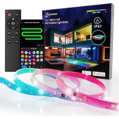 Lphianx 20m Открытый Led Strip Lights Водонепроницаемый, IP67 Водонепроницаемый Smart Light Strips с App Voice Remote Control, Музыка Синхронизация Изменение Цвета Внешний 