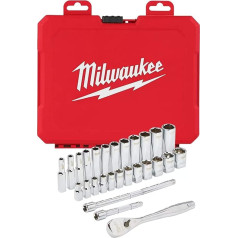 Milwaukee Juego 28 Piezas, Carraca y Vasos de 1/4 Inch Metrica