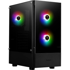 GAMDIAS Talos E3 Gaming PC Case, Mid-Tower ATX, панель из закаленного стекла, 3 встроенных 120 мм ARGB вентилятора, установка без инструментов, окно из закаленного с