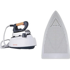 POLTI PLEU0186 505 Pro Steam Iron Station, White & Teflon Plate Attachment Iron Soletta Silver