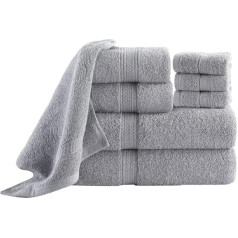 DreamNights 8 Piece Towel Set - Luxury 100% Egyptian Cotton Towel Bale Set 600GSM - 4 Face Towels, 2 Hand Towels, Shower and Gift, Machine Washable (Grey)
