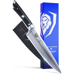 DALSTRONG Serrated Chef Knife - 7,5 дюймов - Серия Gladiator - Кованая высокоуглеродистая немецкая сталь - Острый как бритва кухонный нож - Полный танг - Рукоять 