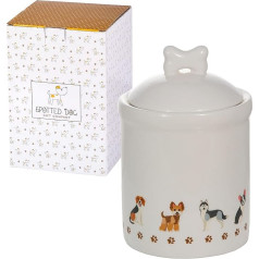 SPOTTED DOG GIFT COMPANY - Керамическая банка для хранения с крышкой - Кухонная банка для хранения - Подарок для любителей собак - Белый с собачьими мот