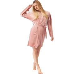 OHS Damen Velvet Velour Short Robe with Belt Womens Nightwear Dressing Gown Sleepwear