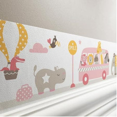 прекрасная этикетка Граница Самоклеящиеся Животные на Тур Красочные Стены Граница Детская Комната Ясли с Слоном в Машине Наклейка Стены С