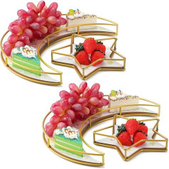 Marsui 2 Sets Ramadan Tray, Ramadan Plates, Eid Mubarak Trays, Moon Star Serving Trays, Muslim Fruit Serving Plates, Islamic Serving Plates, Ramadan Kareem Table Decoration, Gift for Party