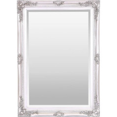 Select Mirrors Rennes Vintage Wall Mirror | Shabby Chic Baroque Antique French Design | Solid Wood Frame | Silver Glass Beveled Edges | Home Decoration | (50cm x 70cm, Antique Silver)