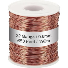 PATIKIL 99,9% мягкой медной проволоки 22 калибра/0,6 мм диаметр 653 футов/199 м 1,1 фунт катушка чистой медной проволоки для изготовления ювелирных изде