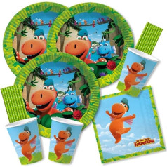 dh-kozept/Hobbyfun 68-Piece Party Set - The Little Dragon Coconut - Тарелки Чашки Салфетки Соломинки для 16 детей