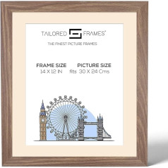 Tailored Frames Seattle Walnussholz-Rahmen für 30 x 24 cm große Bilder, Einzel-Bilderrahmen, Wandbehang, Fotorahmen mit antikem Passepartout, 35,6 x 30,5 cm