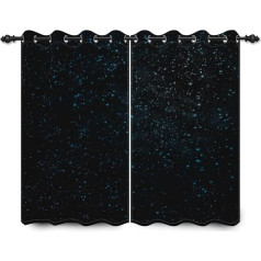YONGFOTO 132 x 214 см Звездное небо блэкаут шторы светящиеся Twinkle Blue Stars Glitter Galaxy Black Sky Night для гостиной спальни оконные шторы, 2 панели домашний компл
