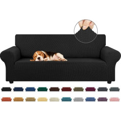 ‎Kekuou KEKUOU Stretch Sofa Slipcovers 1 Piece Spandex Couch Sofa Cover Washable Jacquard Furniture Protector Soft with Elastic Bottom for Kids Pet Black