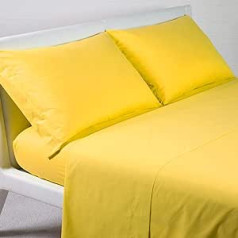 Caleffi Cotone Tinta Unita Duvet Cover Set, Cotton, Sunny Yellow, Single