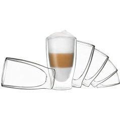 Набор стаканов DUOS® Latte Macchiato, 6 x 400 мл, стаканы для кофе, чая, капучино, холодного кофе, изолированный дизайн, стеклянные стаканы с двойными ст