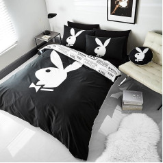 Playboy Classic Bunny Reversible Duvet Cover Set с наволочками, черный/белый