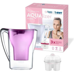 BWT Jarra Penguin Violeta + Pack of 3 Filtros, Plastic, Violet, Aqualizar