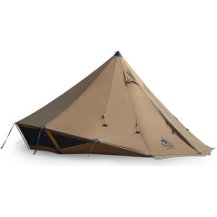 OneTigris Gastropod Teepee Tent 3-6 People 4 Seasons Tent with Oven Hole Ridge Tent Pyramid Tent Waterproof 3000 mm for Camping Outdoor Families