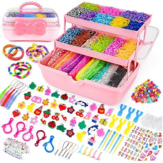 Sanlebi 15000+ Piece Loom Bands Set - 32 Colours Jewellery Bracelets Make Your Own Kids Rubber Bracelet Craft Bracelet Making Kit with 3 Layers Storage Box Gift for Girls Boys