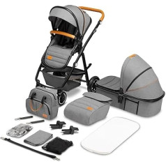 LIONELO Amber Коляска 2-в-1 Комбинированная коляска, комплект коляски со спортивным сиденьем и фиксированным детским ванночкой, сумка, москитная 