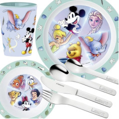 Детский набор Disney Characters Mickey Mouse Dumbo Frozen 7-Piece Set с гравировкой (например, имя) Персонализированные детские столовые приборы с именной гравиров