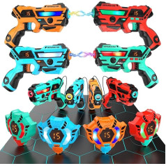 VATOS Laser Tag Set с жилетами из 4 - Инфракрасная лазерная метка с синхронизацией данных в реальном времени, многопользовательская игра Lazer Day Shooting G