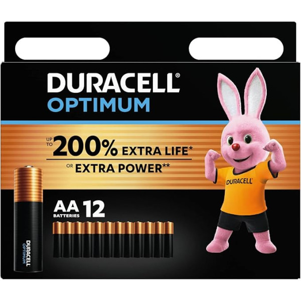 Алкалиновые батарейки Duracell Optimum AA Mignon 1,5V LR6 MX1500 упаковка из 12 штук