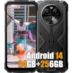 Blackview BV8100 24GB + 256GB Открытый мобильный телефон без контракта 2024, MTK G99 Android 14 Мобильный телефон, 6.5 дюймов FHD+, 50MP + 32MP, 8800mAh 45W, Открытый смартфон Во