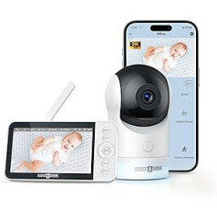 PARIS RHÔNE Baby Monitor with Camera and App, 2K HD 5 Inch WiFi Baby Monitor, Night Light, Lullabies, Crying/Motion/Noise Detection, Temperature and Humidity Measurement