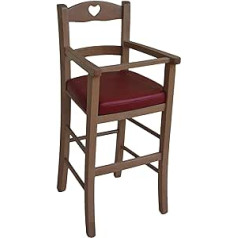 OKAFFAREFATTO MADDALONI Luxury Walnut Wood Highchair with Faux Leather Seat - Red with Padded Trim